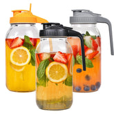 Hoofess front view of three pitchers showing tidy serving set and freshness