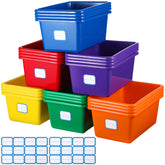 Hoolerry front view of 24 colorful cubby bins showing organized set benefit