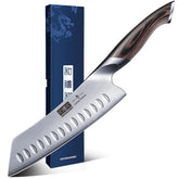 HOSHANHO front view showing full 7 inch Santoku blade and balance benefit