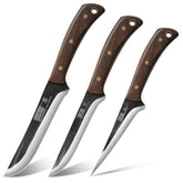HOSHANHO front packaging showing three knives and gift box, professional presentation