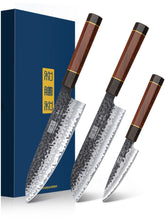 HOSHANHO front view of 3-piece set showing blades and handles for versatile prep