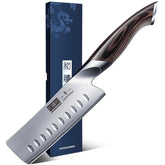 HOSHANHO nakiri front view showing sharp blade and elegant finish for precise cutting