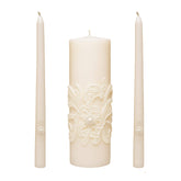 Hosley cream unity candle set front view showing elegant silhouette and balance