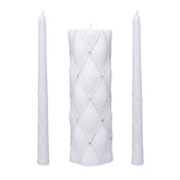 Hosley front view of white pillar candles showing clean presentation and reliable use