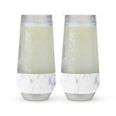 Host Freeze front view set of two marble stemless glasses showing elegant look and chilled performance