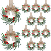 Hotop wreath on cabinet showing neat holiday accent and easy hanging