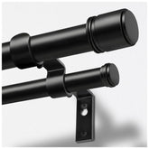 HOTOZON double curtain rod front view showing clean black finish and minimalist style, enhances window decor