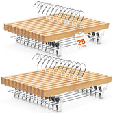 HOUSE DAY front view of 25-pack wooden hangers for organized closets