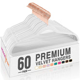 HOUSE DAY front pack of 60 white velvet hangers showing quantity and clean finish