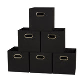 Household Essentials front view of six black fabric bins shows uniform cubby benefit