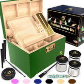 HOVANZO bamboo box front view showing elegant finish and lock for organized storage
