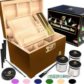 HOVANZO bamboo storage box front view showing neat finish and lock benefit secure organization