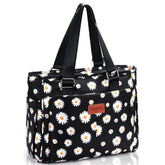 HSHRICH front view of large insulated tote showing organized pockets and benefit