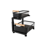 HTH Goods front view of two-tier pull-out organizer showing tidy storage benefit