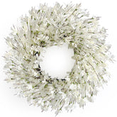 Huashen front door wreath showing crisp white blooms and welcoming curb appeal