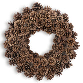 Huashen front view wreath showing full pinecone arrangement and rustic appeal