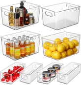 Hudgan front packaging showing full 8-piece clear bin set and contents visible