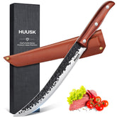 Huusk breaking knife front view showcasing blade and balance for precise cuts