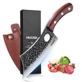 Huusk cleaver front view showing blade and handle, durable chopping power