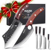 Huusk front boxed set displayed neatly showing all six knives and gift box, ideal for gifting
