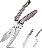 Huusk front view of brown poultry scissors shows durable all-purpose cutting