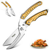 Huusk golden front view showing sharp blades and robust form for precise cutting