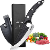 Huusk Viking boning knife front view showing sleek profile and cutting precision