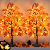 Huyamap front view of both 24-inch trees showing fall decor appeal