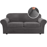 H.VERSAILTEX front view on large grey sofa shows neat tailored fit and updated look