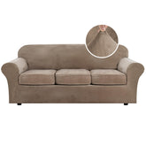 H.VERSAILTEX front packaging showing camel velvet slipcover and set benefits