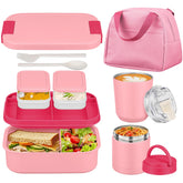 HWONMTE front view of assembled bento set shows all components and portability benefit