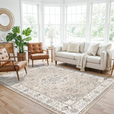 HY HAO YUN LAI front view of beige 5x8 rug showing vintage pattern and easy style