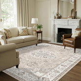 HY HAO YUN LAI front view beige rug shows farmhouse style and versatile everyday use