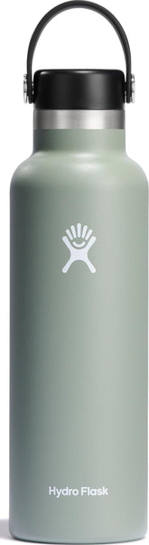 Hydro Flask 21 oz agave green front view showing bottle and cap, durable hydration