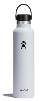 Hydro Flask 24 oz white bottle front showing clean design and portability