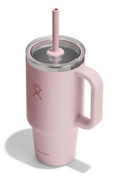 Hydro Flask 32 oz front in Trillium Pink showing sleek insulated benefit