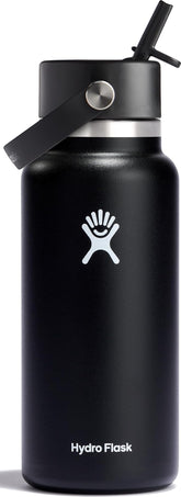 Hydro Flask front view in black showing sleek insulated bottle and brand for everyday convenience