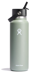 Hydro Flask front view showing 40 oz Agave bottle and clear branding, durable finish