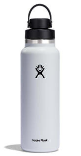 Hydro Flask 40 oz white bottle front view showing clean design and capacity