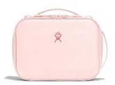 Hydro Flask front view showing Trillium Pink lunch box and clear branding benefit: stylish portability