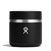 Hydro Flask front view showing sleek black insulated food jar and portability benefit