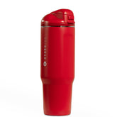 HydroJug Ease2o front view in alumni red showing bottle shape and color, highlights durability