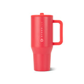 HydroJug Traveler front view showing Fruit Punch finish and durable design benefit