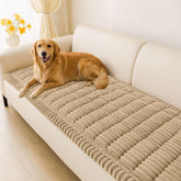 hyha front view of folded couch cover showing neat packaging and fabric benefit