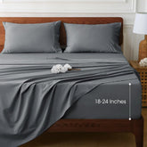 HYPREST folded 4-piece sheet set in grey showing neat packaging and soft look