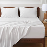 HYPREST king sheet front view shows neat fit and breathable cotton comfort