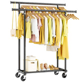 HYSEYY front view double rod rack showing organized hanging clothes and space savings