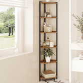 Hzuaneri front view of six-tier corner shelf showing neat display benefit