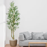 HZXGCP front view of 6ft artificial olive tree showing full shape and instant decor benefit