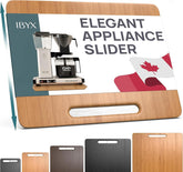 Ibyx front view of bamboo slider showing neat countertop benefit